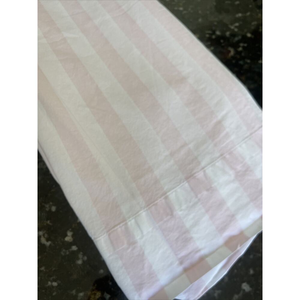 Simply Shabby Chic pink and white striped Cotton Percale, Twin Flat Sheet Portu